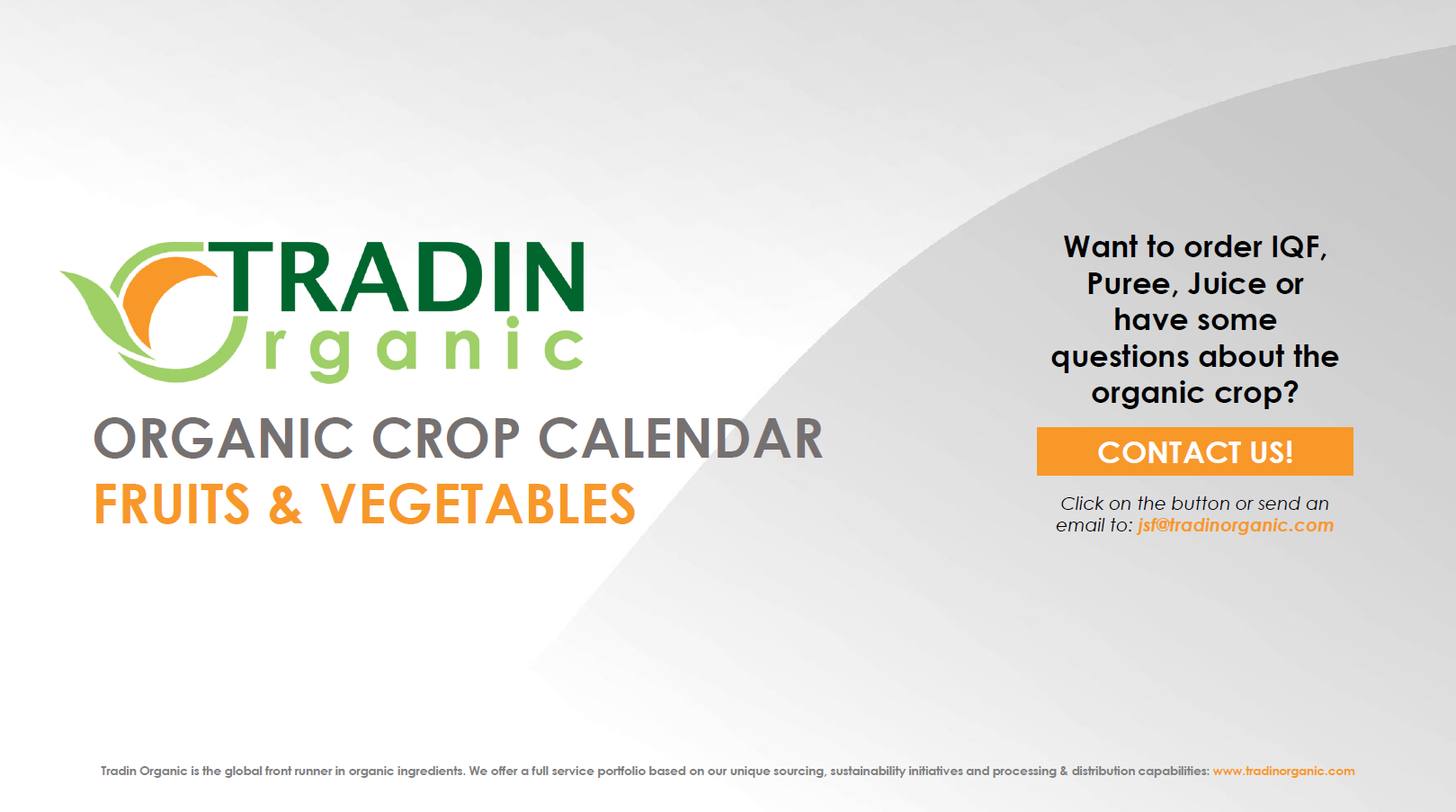 Tradin Organic Launches the Organic Crop Calendar for fruits and vegetables